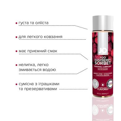 Змазка на водній основі JO H2O — Raspberry Sorbet (120 мл) без цукру, рослинний гліцерин SO1671 фото