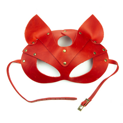 Преміум маска кішечки LOVECRAFT, натуральна шкіра, червона, подарункова упаковка SO3312 фото