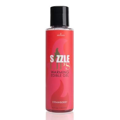 Зігрівальний масажний гель Sensuva Sizzle Lips Strawberry (125 мл), без цукру, їстівний SO3210 фото