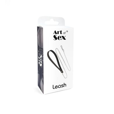 Art of Sex - Leash - Поводок на цепочке из натуральной кожи (чёрный) SO6797 фото