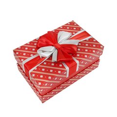 Подарункова коробка з бантом червоно-біла, S - 20,5 х13, 5х9, 5 см SO5478 фото