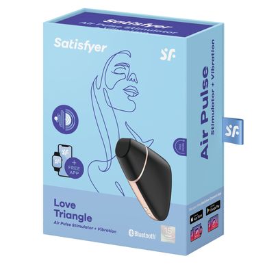 Вакуумный клиторальный стимулятор Satisfyer Love Triangle Black с управлением через интернет SO3894 фото